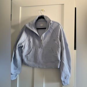 Lululemon funnel neck scuba blue linen xs/s